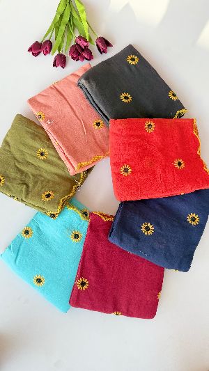 Flower Work Ladies Heavy Cotton Saree