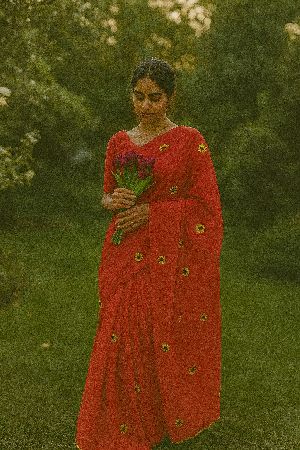 Flower Work Ladies Heavy Cotton Saree