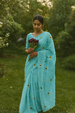Flower Work Ladies Heavy Cotton Saree