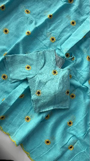 Flower Work Ladies Heavy Cotton Saree