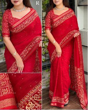 Fancy Ajrakh Printed Cotton Saree