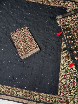 Fancy Ajrakh Printed Cotton Saree