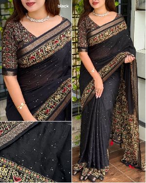 Fancy Ajrakh Printed Cotton Saree