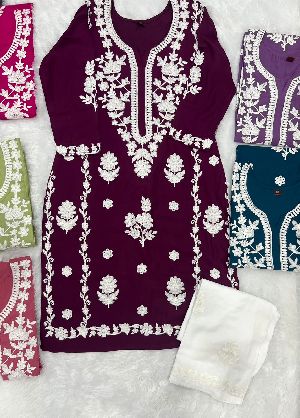 Heavy Embroidery Work Palazzo Long Kurti Set