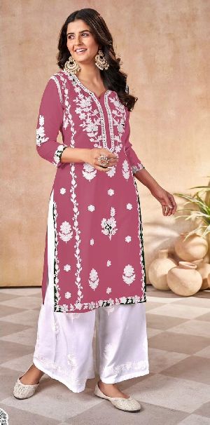 Heavy Embroidery Work Palazzo Long Kurti Set