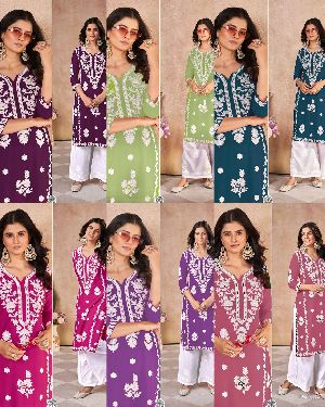 Heavy Embroidery Work Palazzo Long Kurti Set