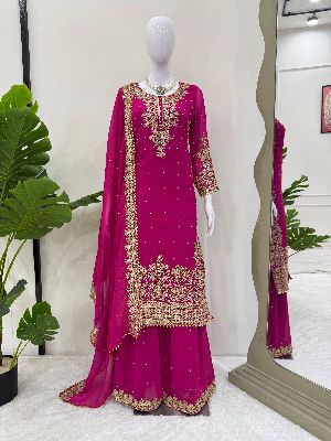 Ladies Designer Palazzo Embroidery Suits