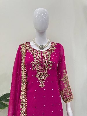 Ladies Designer Palazzo Embroidery Suits