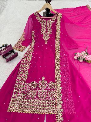 Ladies Designer Palazzo Embroidery Suits