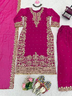 Ladies Designer Palazzo Embroidery Suits