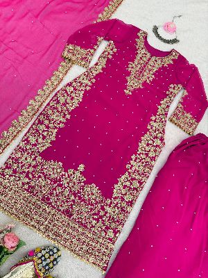 Ladies Designer Palazzo Embroidery Suits
