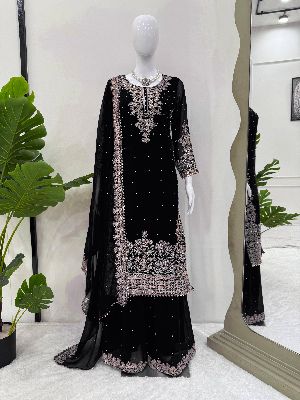 Ladies Designer Palazzo Embroidery Suits