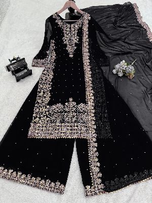 Ladies Designer Palazzo Embroidery Suits