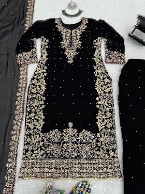 Ladies Designer Palazzo Embroidery Suits