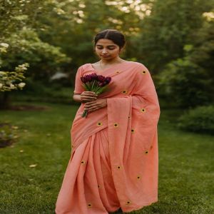 Flower Work Ladies Heavy Cotton Saree