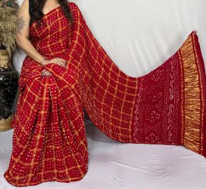 Gajji Silk Pallu Lagdi Pata Saree