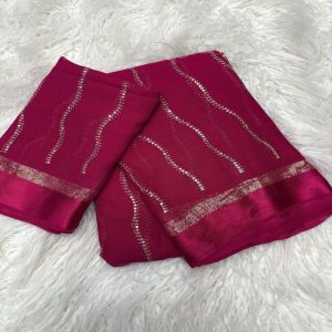 Viscose Georgette Saree with Running Contrast Blouse,