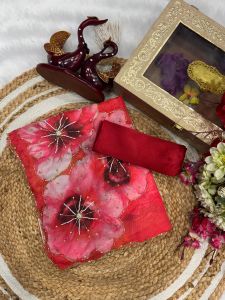 Soft Tebby Silk Floral Printed Handwork Saree