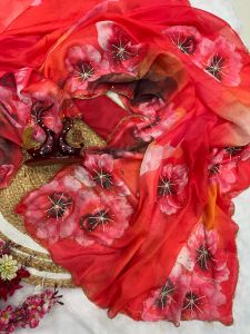 Soft Tebby Silk Floral Printed Handwork Saree