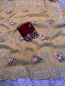 Designer Saree with Silk Thread Embroidery