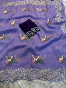 Designer Saree with Silk Thread Embroidery