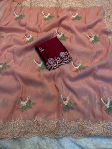Designer Saree with Silk Thread Embroidery