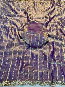 fendy satin sequence running blouse embroidery work saree