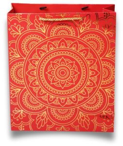 Vibrant Red and Gold Foiling Mandala Gift Bag