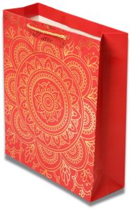 Vibrant Red and Gold Foiling Mandala Gift Bag
