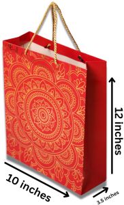 Vibrant Red and Gold Foiling Mandala Gift Bag