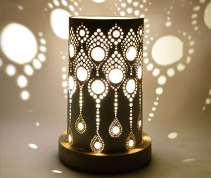 Iron Decorative Votives with Wooden Base