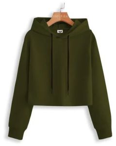 Ladies Full Sleeve Crop Hoodie