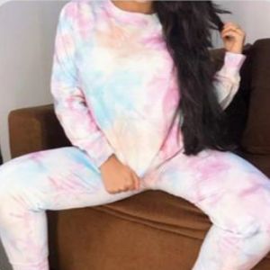 Ladies Multicolor Tie Dye Sweatshirt and Lower Set