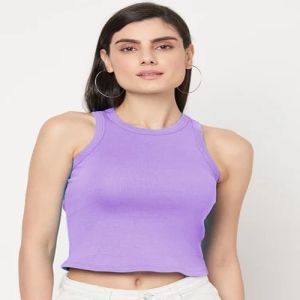 Ladies Polyester Rib Crop Tops