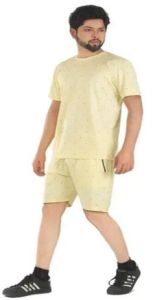 Mens Cotton Terry Lycra T Shirt Short Set