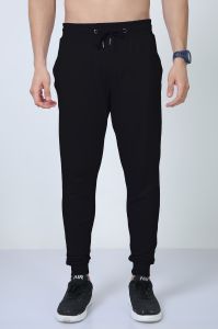 Mens Plain Cotton Black Jogger
