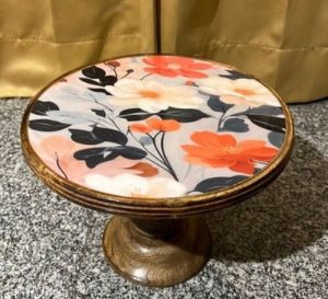 Flower Printed Foldable Wooden Cake Stand
