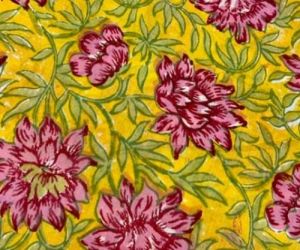 Hand Block Lotus Cluster Fabric