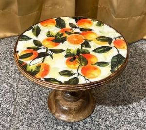 Orange Printed Foldable Wooden Cake Stand