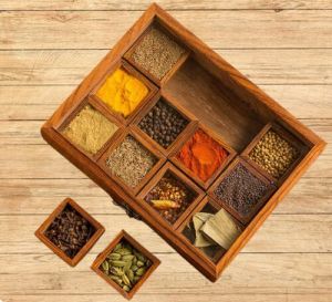 Rectangular Wooden Spice Box Set