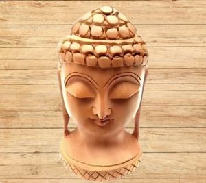 Wooden Buddha Head Statue