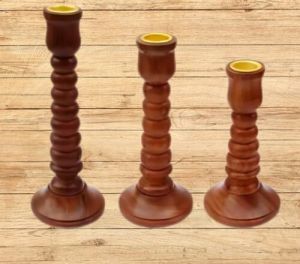 Wooden Candle Stand Set