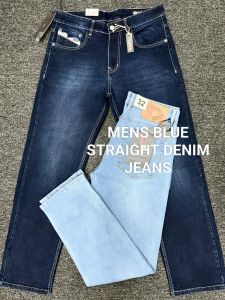 Men Blue Ripped Straight Fit Denim Jeans