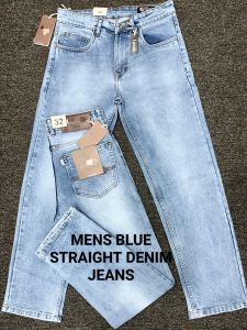 Men Blue Ripped Straight Fit Denim Jeans