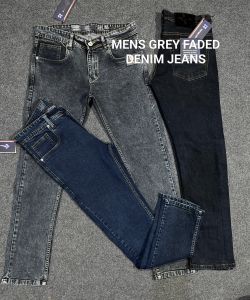 Men Grey Faded Denim Jeans