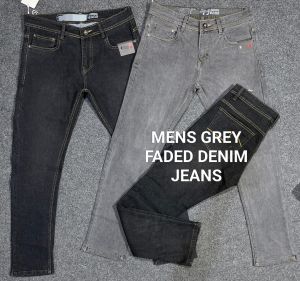 Men Grey Faded Denim Jeans