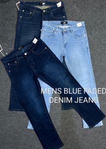 Mens Blue Faded Denim Jeans
