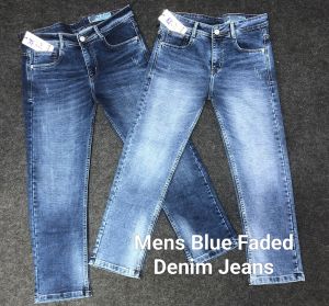 Mens Blue Faded Denim Jeans