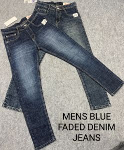 Mens Blue Faded Denim Jeans