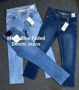 Mens Blue Faded Denim Jeans